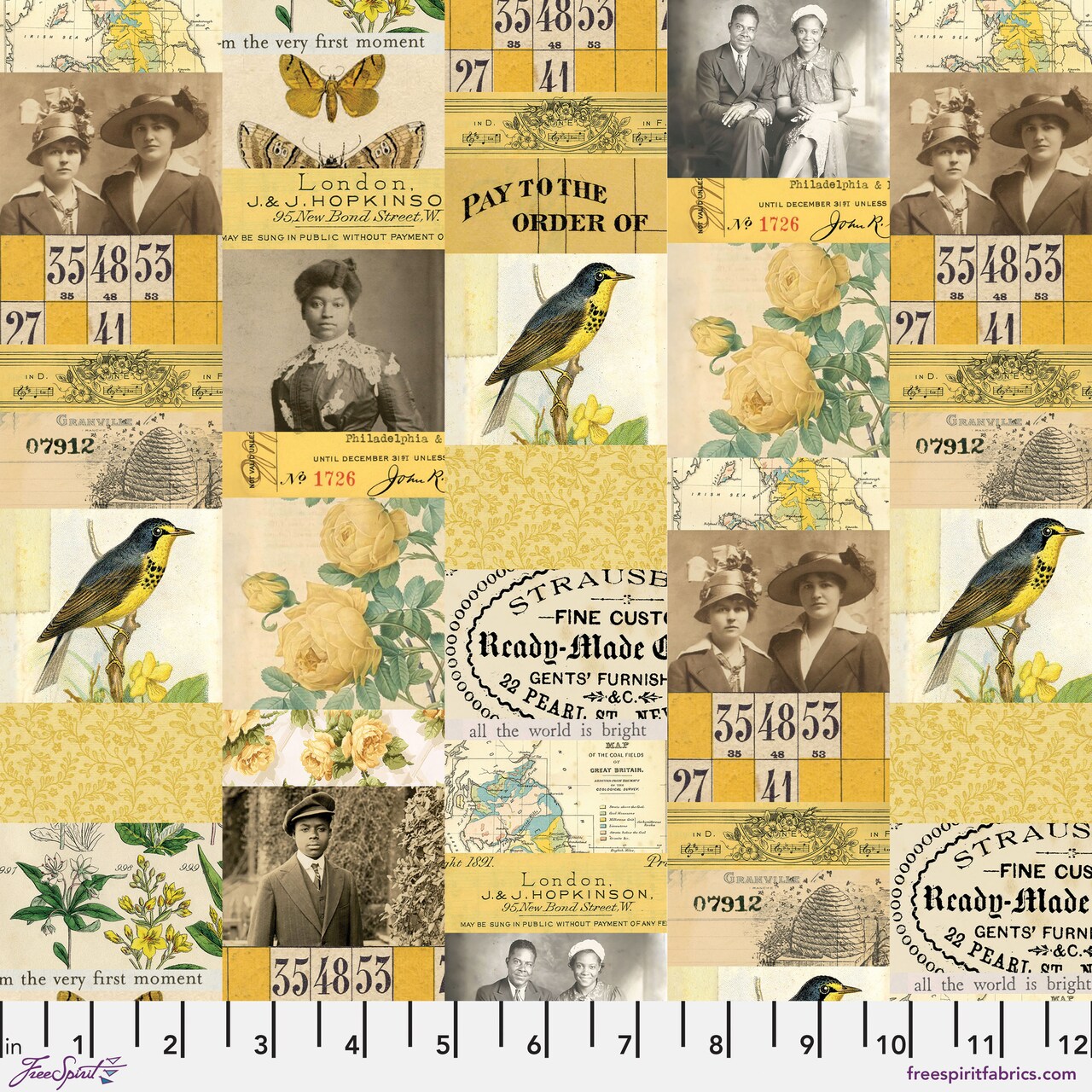 Collage in Yellow (pwth240.yellow) | Eclectic Elements Palette in Yellow | Tim Holtz | Free Spirit